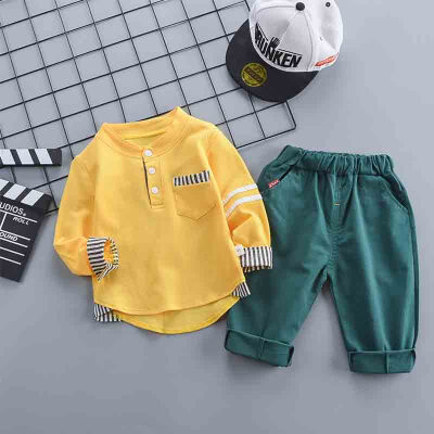 

Autumn Children Baby Boys Casual Long Sleeve Striped Print T-shirt Blouse TopsPants Trouser Set