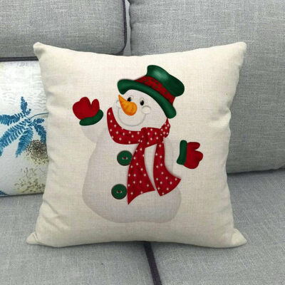 

1pcs Christmas Sofa Pillow Case 3d Snowman Cushion Cover Flax White Lovely