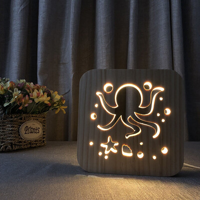 

Gobestart Wooden LED Night Light Animale Dog Paw Cat Lion Pet Shaped 3D USB Desk Lamp
