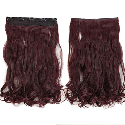 

Synthetic Fiber Clips in on Hair Extension 34 Full Head One Piece 5 Clips Long Silky Straight Curly Wavy