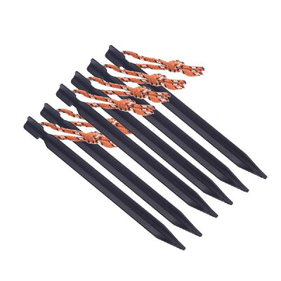 

6pcs 18cm 700I Aluminium Alloy Tent Peg Nail Stake with Rope Camping Equipment Outdoor Beach Black