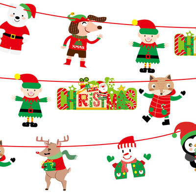 

Tailored Christmas Paperboard Pennant Flags Banners Hanging Buntings Garland Banner