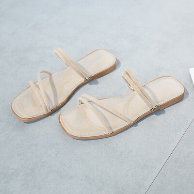 

Shoes with hemiskirts 2019 summer version of the new Korean version of flat-soled slippers female Internet celebrities fashion