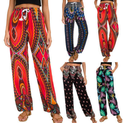 

Boho Women Baggy Harem Pants Hippie Wide Leg Gypsy Yoga Palazzo Trousers Bottoms