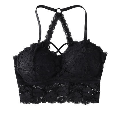 

Deep V Lace Bra Wireless Underwear Sexy Soft Women Wraps Solid Color Bras