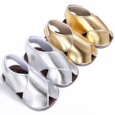 

Golden Silver Lovely Toddler Kid Baby Girl Sandals Newborn Baby Girl Summer Shoes Soft Sole Sandals PU Leather Anti-Slip