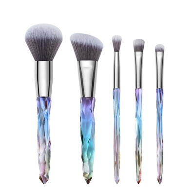

5pcs Color Crystal Makeup Brush Kit Foundation Lip Eyeshadow Brush Loose Powder Brush Set