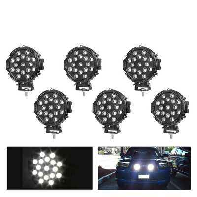 

7 Inch 51W LED Light Bar Round Flood Pods Off Road Driving Fog Bumper Roof Lamp 6pcs