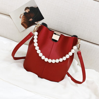 

Summer pearl portable casual large capacity bucket bag female 2019 new wave wild single shoulder fashion Messenger bag