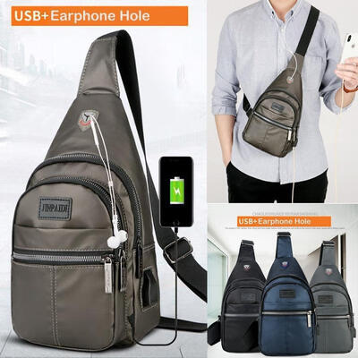 

Men Canvas Pack Travel Hiking Cross Body Messenger Shoulder Sling Portable Charging Treasure Bag