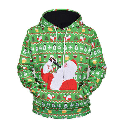 

Christmas Autumn Winter Casual Hooded Hoodies 3D Print Santa Claus Loose Sweatshirts For Men L61001