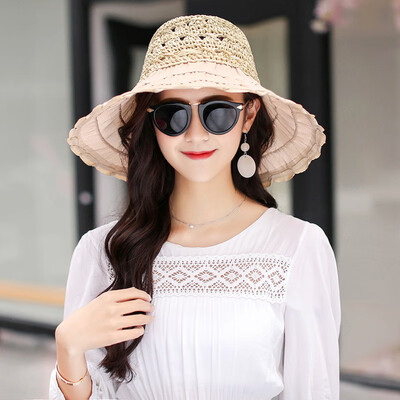 

hat summer small fresh straw hat sun-proof sun hat folding all-to-one along the beach cap cool the hat