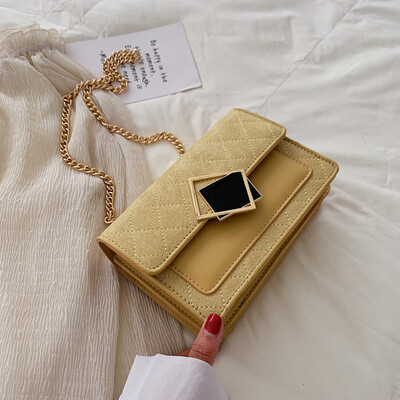 

Rhomboid chain bag chic leisure sanding small square bag new 2019 fashion womens bag single shoulder bag oblique satchel bag