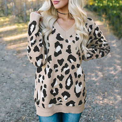 

Gobestart Womens Loose Knitted Star Shape Print Long Sleeve V-Neck Sweater Blouse
