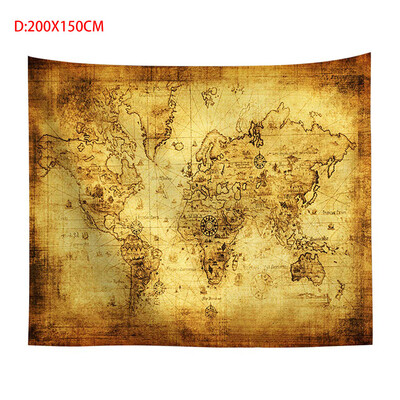 

Toponeto Vintage World Map Wall Tapestries Hanging Hippie Tapestry Bedspread Yoga Mat New