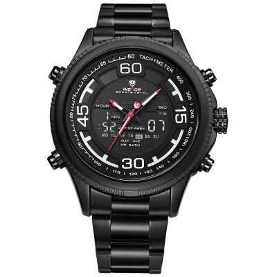 

WEIDE WH6306 Quartz Digital Electronic Watch Three Sub-Dials Dual Time Week Second Minute Hour Display 3ATM Waterproof Timer Busin