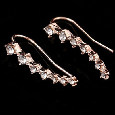 

E774 Korean Jewelry Zircon Heart Crystal Flower Stud Earrings For Women Fashion Double Sides Gold Silver Color Statement Jewelry