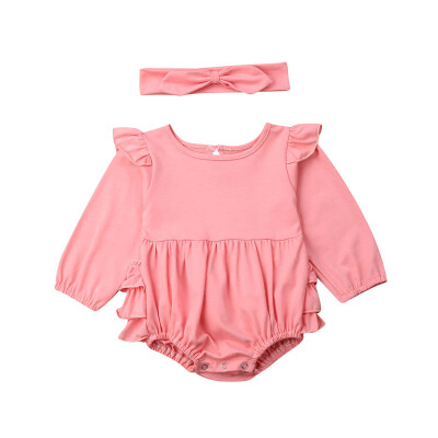 

US Newborn Baby Girl Clothes Ruffle Long Sleeve Romper Jumpsuit Outfits Autumn