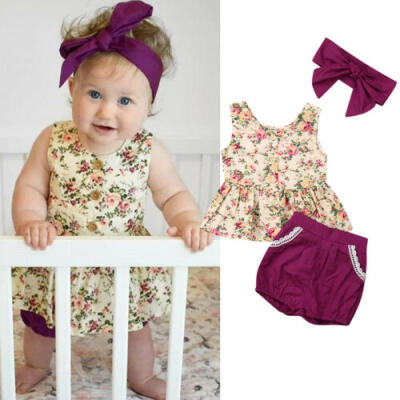 

AU Newborn Baby Girl Ruffle Tops Shirt Pants Shorts Floral Clothes Outfits Set