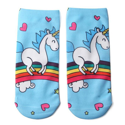 

Kids Girls Boys Print Cartoon Unicorn Short Socks Suitable For Child Aged 6-12