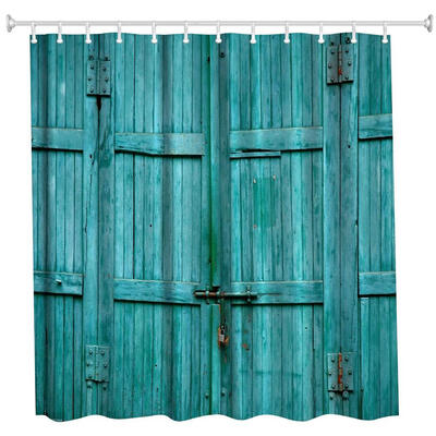 

The Blue Wooden Door Polyester Shower Curtain Bathroom Curtain High Definition 3D Printing Water-Proof