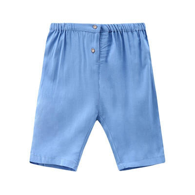 

DOU DOU YI CHU childrens clothing boys linen five pants pure color navy casual pants summer 9181