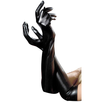 

Gothic Women Wet Look Faux Leather Gloves Evening Party Dress Cosplay Costume