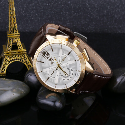 

Gobestart Luxury Men Business Watch Large Dial Watch Fashion Quartz Leather Belt Watch