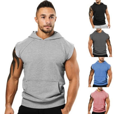 

Mens Sleeveless Bodybuilding Hoodie Muscle Sweatshirt Cool Hoody Tops GYM Sport