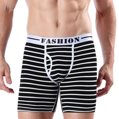 

Men Striped Cotton Boxer Briefs Shorts Sporting Underpants Sleepwear Underwears