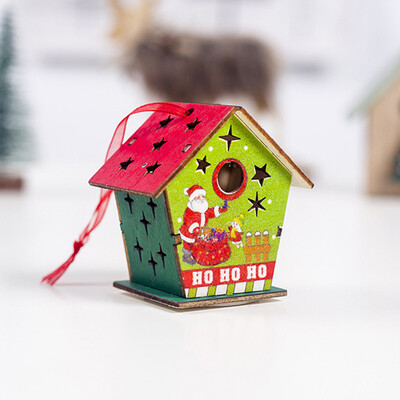 

Siaonvr LED Light Wood House Cute Christmas Tree Hanging Ornaments Holiday Decoration