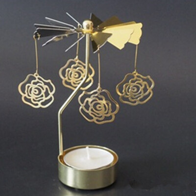 

Siaonvr Hot Spinning Rotary Metal Carousel Tea Light Candle Holder Stand Light Xmas Gift