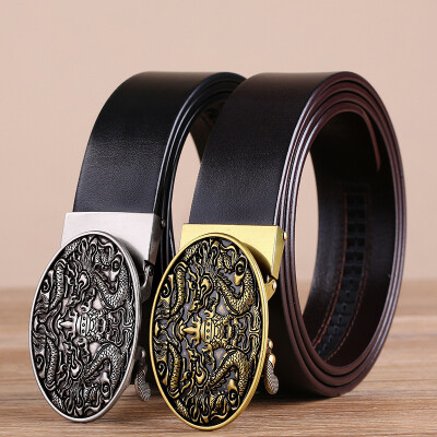 

Retro casual imported Italian first layer leather mens leather belt pure copper automatic buckle belt