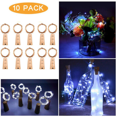 

Siaonvr 10pcs 20 LED Night Fairy Waterproof Cool White Wine Bottle Lights For Party