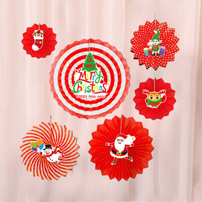 

Tailored 6 Pcs DIY Christmas Party Hanging Paper Fans Decorations Xmas Santa Party Hangin