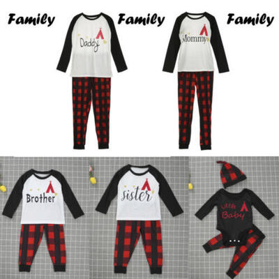 

US Family Pajama Set Plaid Sleepwear Men Women Checks Nightwear Girl Boys Pajama