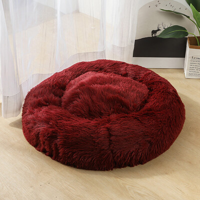 

Gobestart Dog Round Cat Winter Warm Sleeping Bag Long Plush Soft Pet Bed Calming Bed