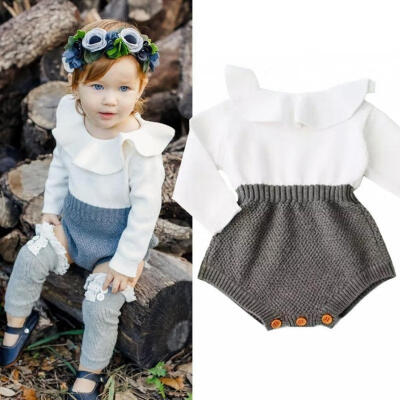 

Newborn Baby Girls Wool Knitting Tops Romper Bodysuit Jumpsuit Outfits Clothes Set