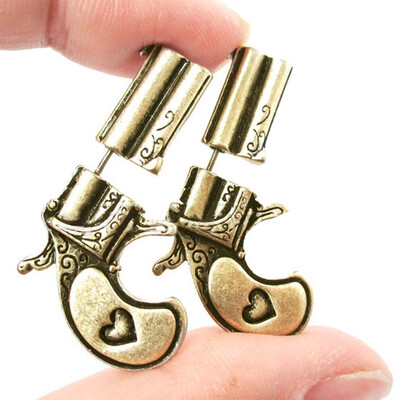 

3D Gun Shaped Faux Plug Stud Earrings Rock Punk Style Ear Jewelry for Women Men
