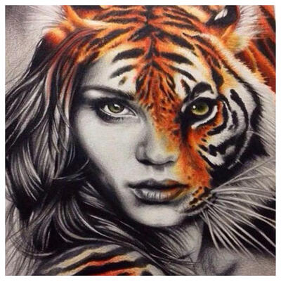 

5D DIY Full Drill Diamond Painting Tiger Face Beauty Cross Stitch Embroider