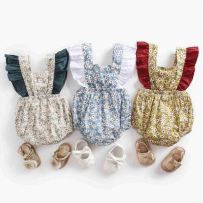 

US Newborn Baby Girl Floral Ruffle Romper Bodysuit Jumpsuit Outfit Sunsuit 0-24M