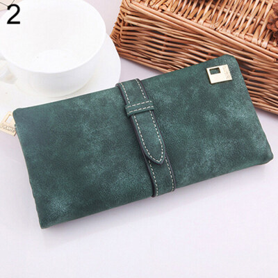 

Womens Vintage Long Faux Leather Trifold Purse Coin Wallet Handbag Money Bag