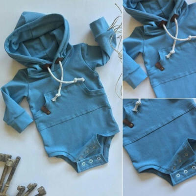 

Newborn Infant Baby Boy Girl Cotton Hooded Romper Jumpsuit Clothes Outfit 0-2T