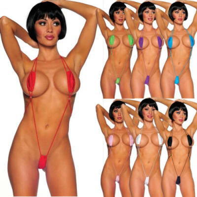 

Women Swimwear Micro Bikini Bra Mini V-string Thong Slingshot One Piece Monokini