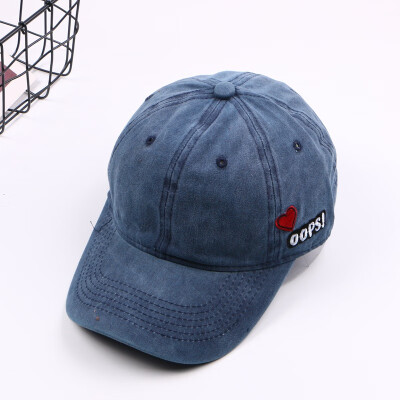 

chic style fashion retro water wash love embroidered baseball hat womens summer sun hat soft top duck tongue elbow hat