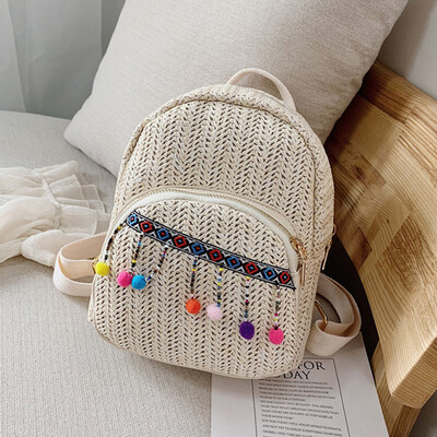 

Tailored Fashion Parent-Child Outdoor Woven Hairball Shoulder Bag Messenger Bag Backpack