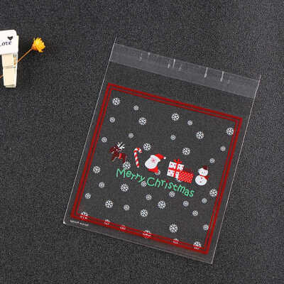 

100 Pcs Christmas Halloween Santa Claus Snowman Pattern Biscuit Candy Cookies Packing Bag Wrappers Snack Pouch