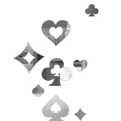 

3D Hearts Spades Clubs Mirror Stickers Acrylic DIY Mirrored Wallpaper Removable Home Room Decoration Decals