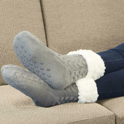 

Womens Winter Soft Warm Cozy Fuzzy Fleece-lined Xmas Gift With Grippers Slipper