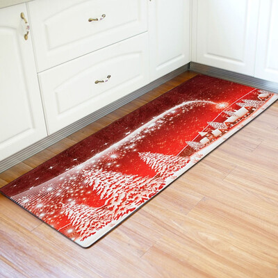 

Christmas Wood Grain Pattern Water Absorption Area Rug Kitchen Mat